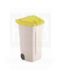 Rubbermaid rolcontainer met gele deksel