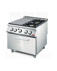 Gastro-M Platen fornuis met 2 branders en gas oven 70/80TPPCFG, GL934
