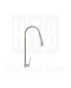 CLASSIC EENGATS VOORSPOELDOUCHE - GEBOGEN RVS BUIS EN UITTREKBARE FLEXIBLE SLANG, KRO-060, LKL-3618-000
