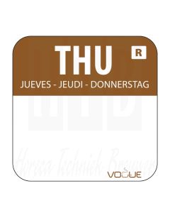Kleurcode sticker, donderdag/bruin