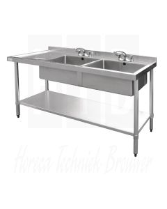 Vogue RVS spoeltafel 180 x 60cm, 2 spoelbakken rechts U909