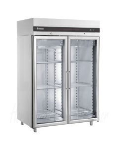 Inomak dubbeldeurs RVS vrieskast 2/1 GN Glasdeur, 1440 x 905 x 2100-2160 mm, CFP2144/GL