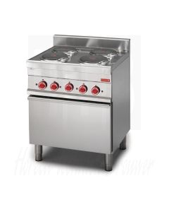 Gastro-M 650-serie elektrisch fornuis met 4 kookplaten en elektrische convectie oven, GN053