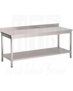 Gastro-M RVS werktafel met onderblad en achteropstand 70x70x85cm GN130