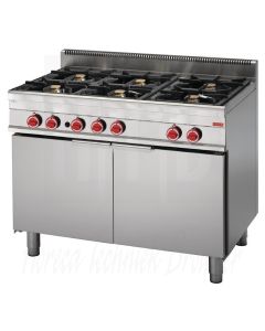Gastro M 650 gasfornuis met 6 branders en extra grote oven 65/110 CFGG