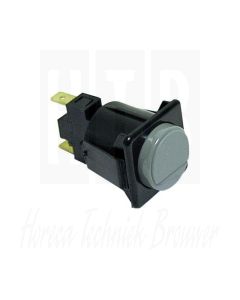 Drukschakelaar tastend inbouwmaat 28,5x28,5mm rond grijs 1NO 250V 16A aansluiting vlaksteker 6,3mm, 0301100