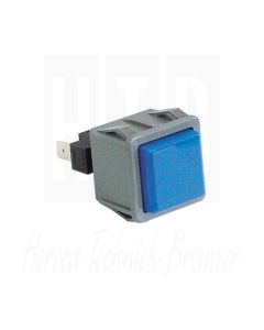  Drukschakelaar tastend inbouwmaat 28,5x28,5mm blauw 1NO 250V aansluiting vlaksteker 6,3mm 16A, 15860