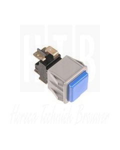 Drukschakelaar inbouwmaat 28,5x28,5mm blauw 2CO 250V aansluiting vlaksteker 6,3mm 16A, 15863 