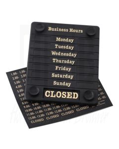 Deurbord, Open/Gesloten, weekdagen en tijd