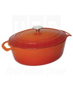Vogue ovale braadpan oranje, 6ltr, 17,8cm(h)x23cm(b)x30,5cm(d)