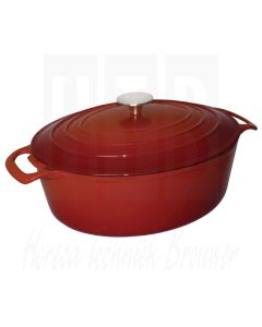 Vogue ovale braadpan rood, 6ltr, 17,8cm(h)x23cm(b)x30,5cm(d)