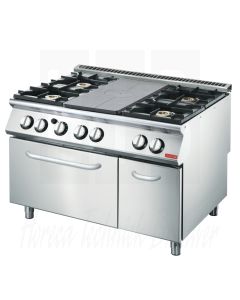 Gastro-M Platen fornuis met 4 branders en gas oven 70/120TPPCFG, GL936
