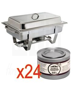 Chafing dish met brandpasta