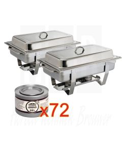 Chafing dish met brandpasta