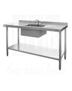 Vogue RVS spoeltafel 150 x 60cm, 1 bak midden U907