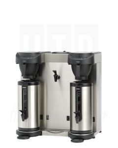 Koffiezetapparaat met Pompthermoskan en heetwateraftap, Animo MT202W - ZWART, wateraansluiting, 10582