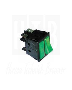 Wipschakelaar inbouwmaat 30x22mm groen 1CO signaallamp 230V 16A verlicht koud/warm, DIHR 18080