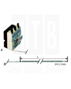 EGO Thermostaat 125°C (V-T) 1-polig voeler 140/Ø3mm. capilair 830mm. 55.13322.020