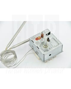 EGO Thermostaat 53° - 195°C Begrenzer 240°C 3-Polig, voeler 2x107-87/Ø6mm Capilair 1470/1470mm, 55.60034.010