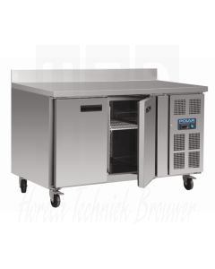 Polar RVS 2-deurs werkbank koeling met spatrand (282 ltr.)