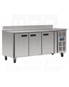 Polar RVS 3-deurs werkbank koeling met spatrand (417 LITER ) DL915