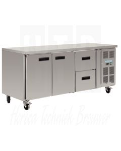 Polar RVS werkbank 2-deuren/2 lades koeling, (417ltr.)