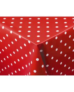 PVC tafelkleed rood met witte polkadots 140x140mm