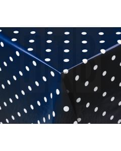 PVC tafelkleed donkerblauw met witte polkadots 890x890mm