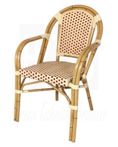 Bolero stoel rood/beige met armleuning (per 4 stuks)