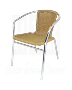 Bolero aluminium/naturel rotan stoel, per 4 stuks, U422