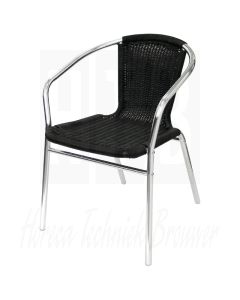 Bolero aluminium/zwart rotan stoel