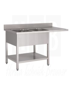 Gastro-M RVS spoeltafel met ruimte voor vaatwasmachine 160x70x85cm GN207